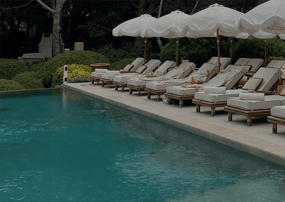 Chaise lounges poolside